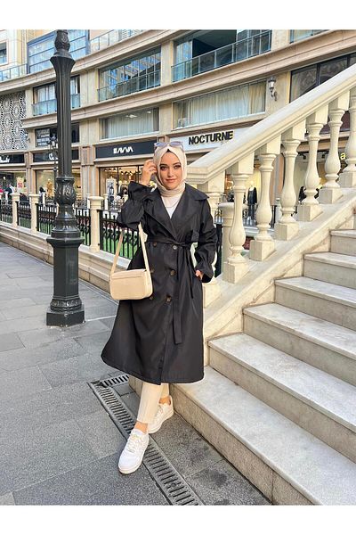 Moda Krash معطف واقٍ من المطر بأزرار