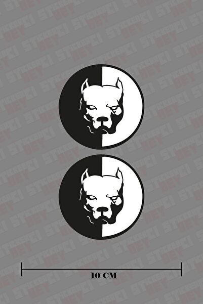 STİCKERCI BEY 2 Adet Yuvarlak Pitbull Sticker Seti Otomobil - Motosiklet - Bi...