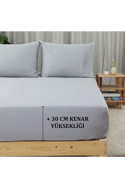 INTER Z Plain Cotton Satin Fitted Sheet Set (3 Different Sizes)