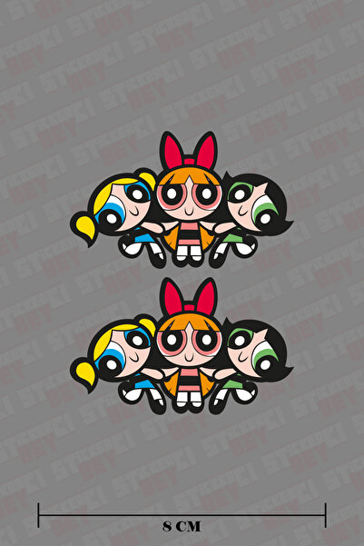 STİCKERCI BEY 2 Adet Powerpuff Girl Yeni Sticker Seti Otomobil - Motosiklet -...