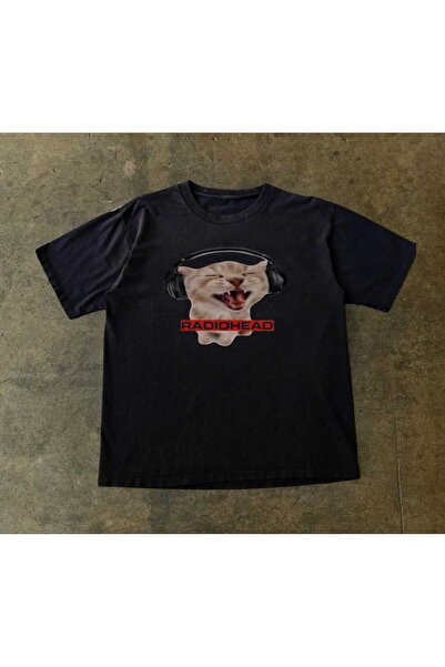 MAYDAY CULTURE Siyah Unisex Radiohead Baskılı Oversize Tişört