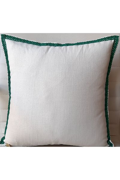 Fabric by Gülçin Λινό βαμβακερό μαλακό βαμβάκι μονόχρωμο κρεμ χρώμα Πράσινο πρωτοχρονιάτικο μαξιλαροθήκη με δαντέλα