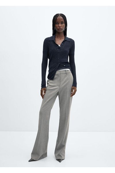 MANGO Woman Wideleg Gray Trousers