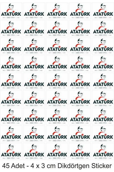 Atölye7Tasarım Ataturk 45 bucăți 4 x 3 cm HD de înaltă calitate etichetă auto...