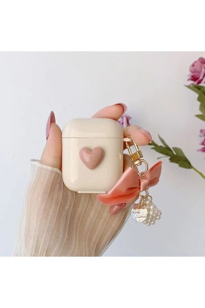 daystar سماعات ايربودز 1-2. حافظة مفصلة بمشبك شريطي وردي على شكل قلب متوافق م...