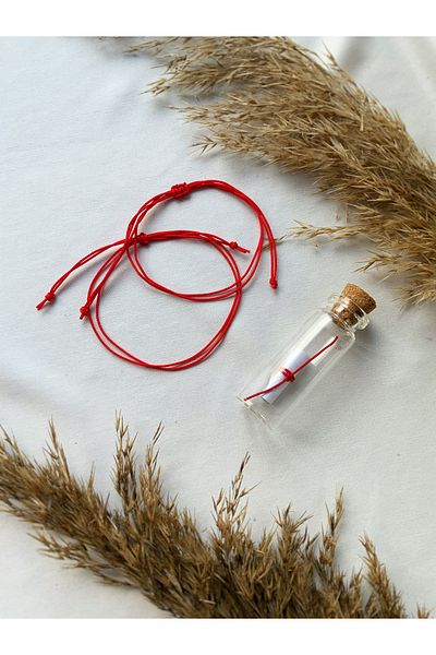 Atölye Merdiven Specially packaged red rope of fate red couple bracelet Glass Bottle