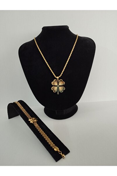 GAK JEWELRY ÇELİK YONCA KOLYE-BİLEKLİK SET