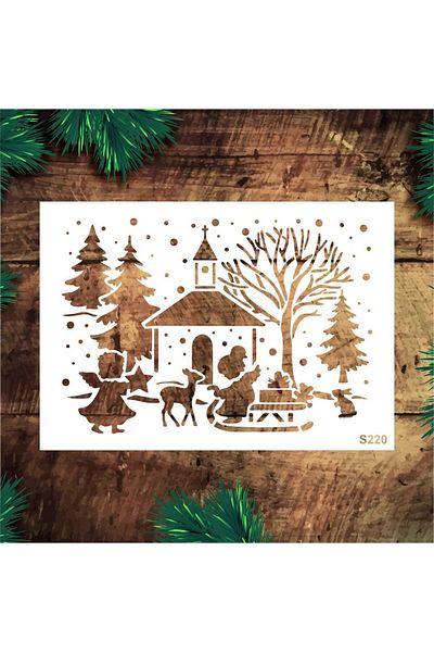 STENCİLTASARIM S220 New Year Wall Wooden Glass Painting Pattern