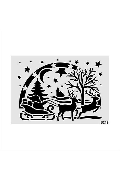 STENCİLTASARIM S219 New Year Wall Wooden Glass Painting Pattern