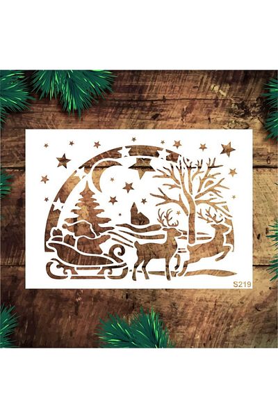 STENCİLTASARIM S219 New Year Wall Wooden Glass Painting Pattern