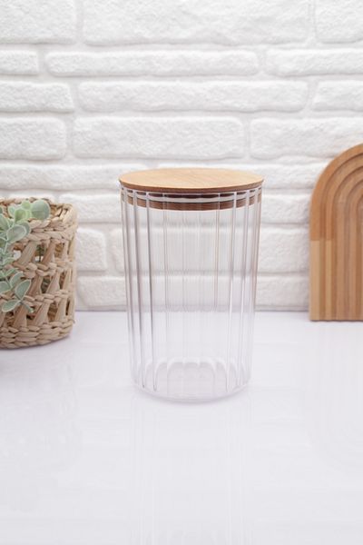 zezedesing 2200ML Decorative Transparent Oval Jar with Wooden Lid