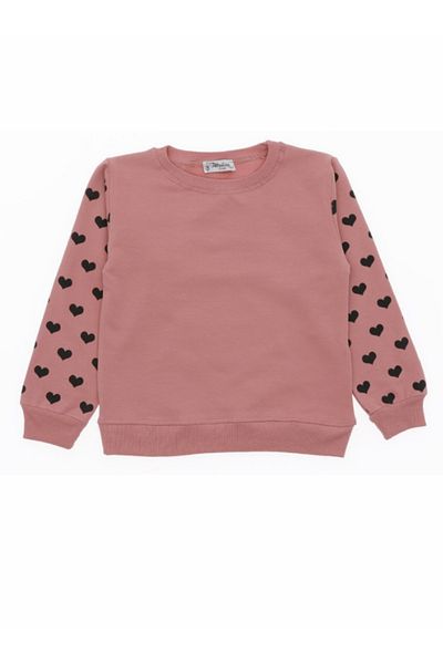 edoy Sweat Heart Sleeve Θεματική Μπλούζα Κοριτσιού 2 Κλωστές Ροζ