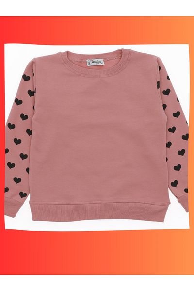 edoy Sweat Heart Sleeve Θεματική Μπλούζα Κοριτσιού 2 Κλωστές Ροζ