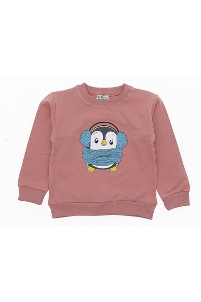 edoy Sweat Penguin εμπριμέ μπλούζα για κορίτσια με 2 κλωστές