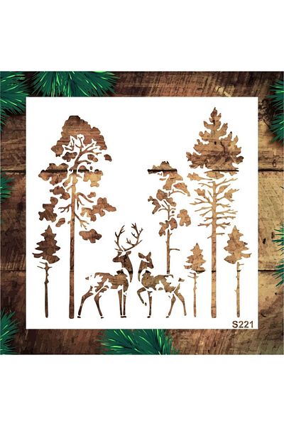 STENCİLTASARIM S221 New Year Wall Wooden Glass Painting Pattern