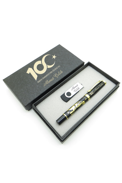 wings Yüzüncü Yıl (100. Yıl) Özel Set - Atatürk Kalem + Usb Bellek Set - İsme...