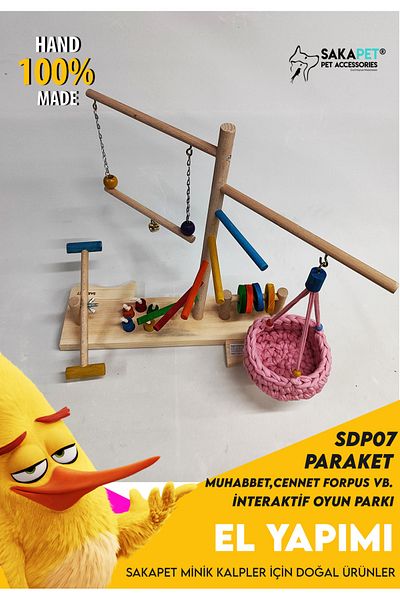 SAKAPET Bird Intelligence and Entertainment Track - Interactive Wooden Heaven Sevda Parrot Sdp7