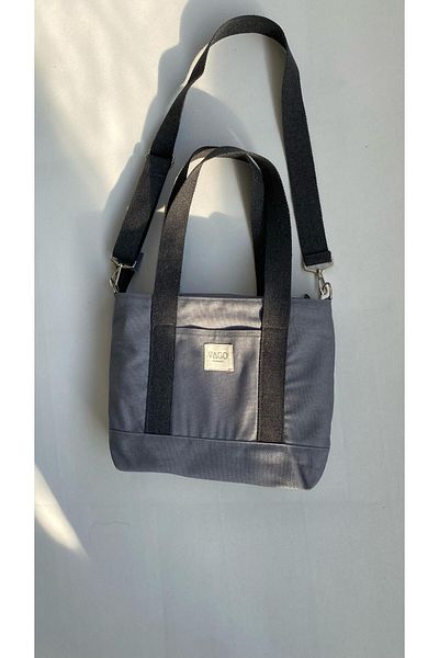 VAGO COLLECTION Γκρι πάνινη τσάντα - Σχέδιο χιαστί