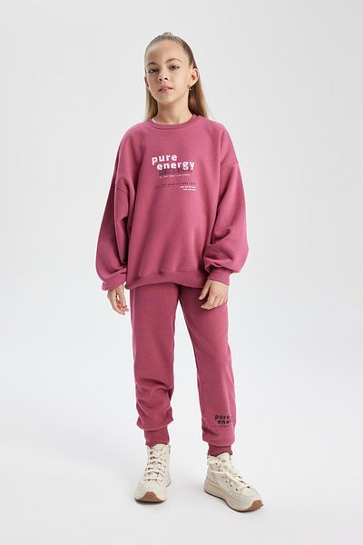 DeFacto Girl's Jogger Sweatpants - Printed, Lace-Up Waist, Elastic Leg and Pocket B2548A823Wn