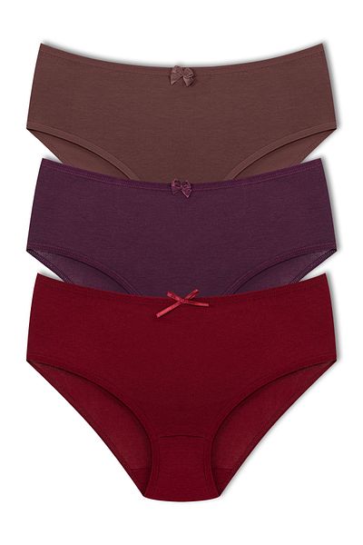 HNX 3-Piece Cotton High Waist Large Size Bato Women's Panties
