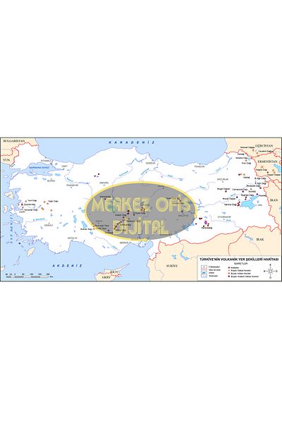 MOD TURKEY VOLCANIC LOCATIONS MAP 50X70 CM