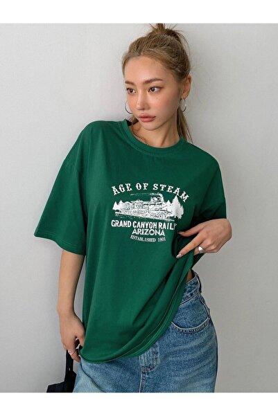 ORLONTEX Hanorac oversize cu imprimeu Green Age Of damă