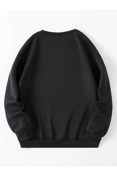 WNWGKN Hanorac oversize cu gât crew cu imprimeu Black Belief