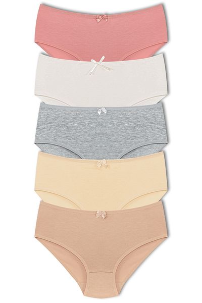 HNX 5-Piece Cotton High Waist Large Size Bato Women's Panties