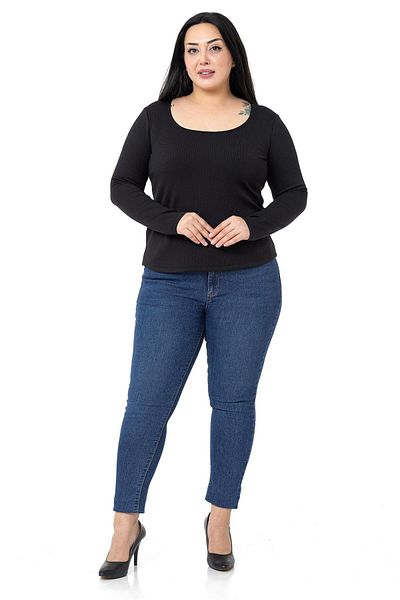 DISENTIS MODEST Long Sleeve Corded Black Body - Large Size with Ribbon Inside