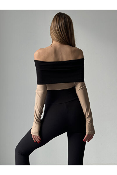 Friday Mood Women's Finger-Cut Double Color Madonna Collar Blouse