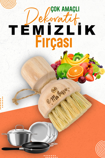 Ma'Vessa Perie de curățare decorativă multifuncțională, vegană, din lemn 100%...