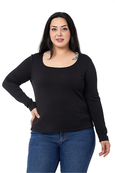 DISENTIS MODEST Long Sleeve Corded Black Body - Large Size with Ribbon Inside