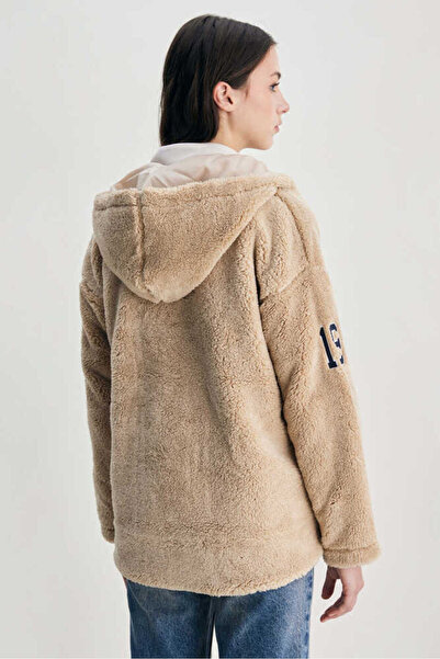 UCLA Serville Dark Beige Embroidered Women's Jacket with Snap Fasteners