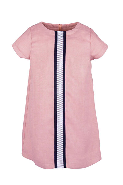 Ozmoz By Mukadder Özden Short Sleeve Stripe Detailed Lined Girl's Summer Dress