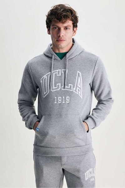 UCLA JEPSEN Gray Hooded Embroidered Standard Fit Men's Sweatshirt