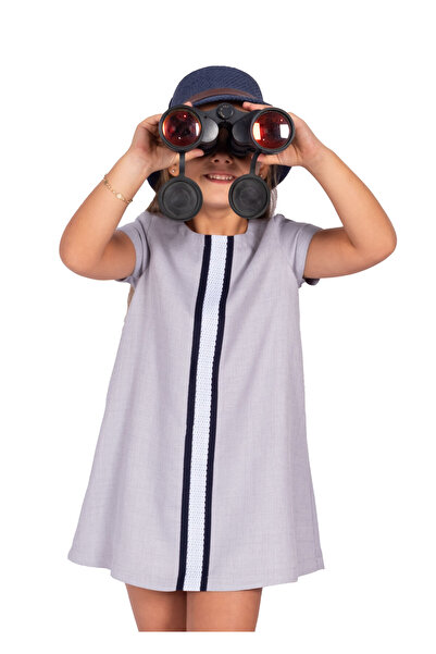 Ozmoz By Mukadder Özden Short Sleeve Stripe Detailed Lined Girl's Summer Dress