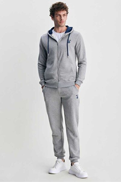 UCLA Gray Hooded and Zippered Printed Standard Fit Men's Sweatshirt