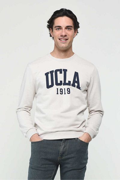 UCLA Hanorac pentru bărbați cu imprimeu cu decolteu bej Baldwin