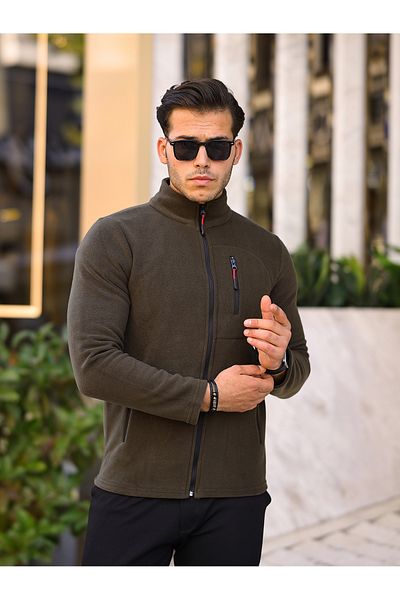 Alvora Men's Softshell Fleece Standard Full Zipper 3 Pocket Men's Fleece Cardigan