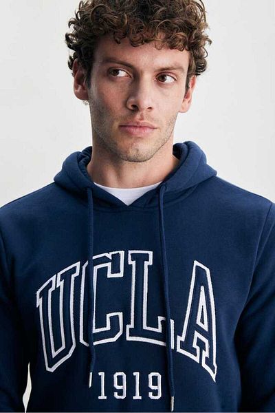 UCLA JEPSEN Navy Blue Hooded Embroidered Standard Fit Men's Sweatshirt