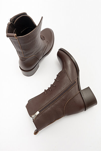 LuviShoes 1190 Kahve Deri Kadın Bot
