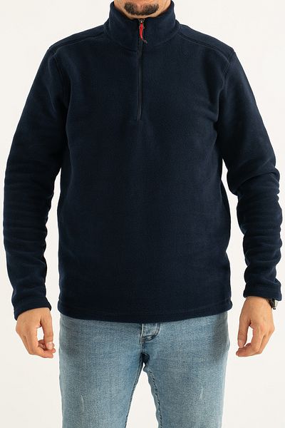 REYNARD Ανδρικό φούτερ με μπλέ Navy Standard Fit Anti-Pilling που δεν μπορεί να μουτζουρώσει με μισό φερμουάρ Fleece