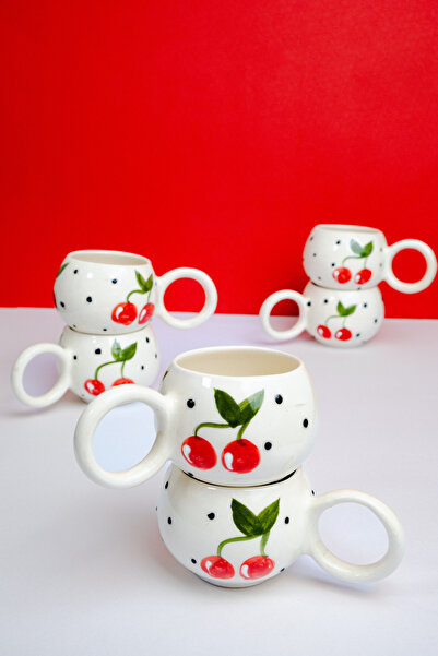 touchmughm طقم سيراميك مصنوع يدويًا مكون من 6 فناجين قهوة، أكواب مزدوجة، كوب ...