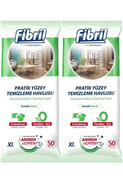 Fibril منشفة تنظيف الأسطح 50 ورقة XL تنظيف معطرة مجموعة من 2 100 ورقة غطاء بلاستيكي
