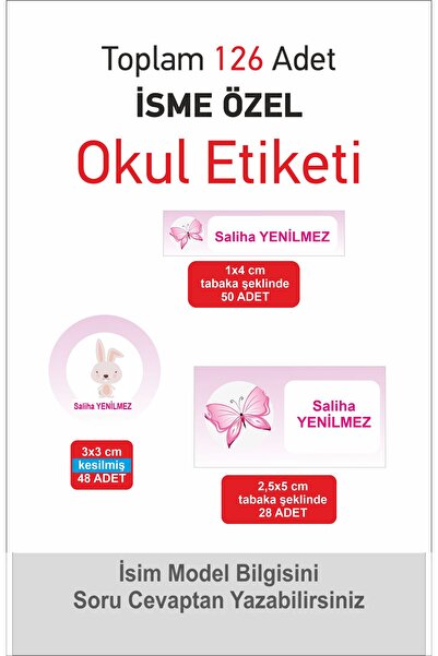 43 cici süsler organizasyon Isimli Okul Etiketi Defter Kitap Kalem Sticker Se...