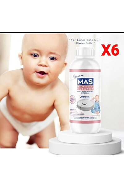 Mas Robot Süpürge Deterjanı Bebek Ve Çocuklu Evler Için Pudra Kokulu X 6 adet 500 ml mas0055