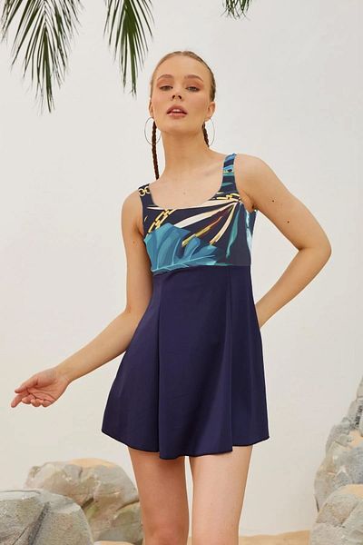 Remsa Mayo Kleid-Badeanzug mit Shorts, Rock-Badeanzug, Schwimm-Badeanzug S125–135