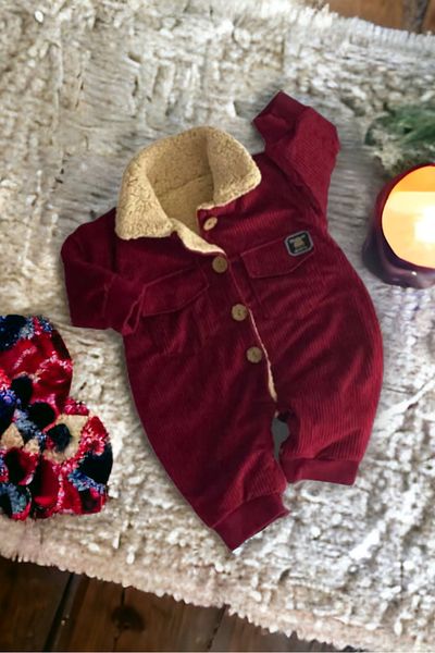 DIDuStore Murat Baby Welsoft Inside and Outside Velvet Front Buttoned Jumpsuit
