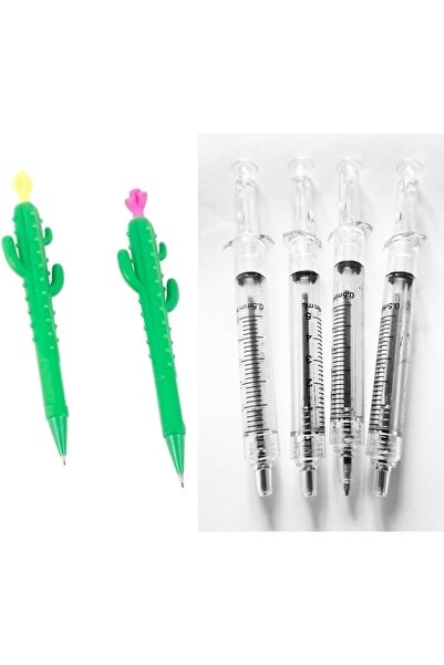 Mahi Max Kaktüs Kalem 07 Uçlu 2 Adet 4 Şeffaf Renkte 4 Adet Şırınga Mavi Tüke...