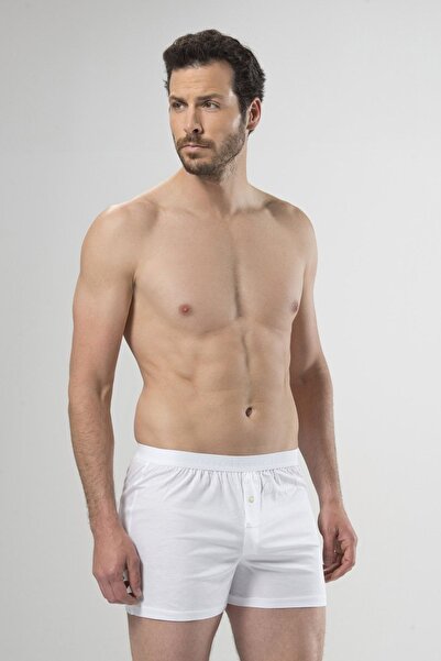 Cacharel 1106 White Men's Pima Cotton Belted Buttoned Boxers